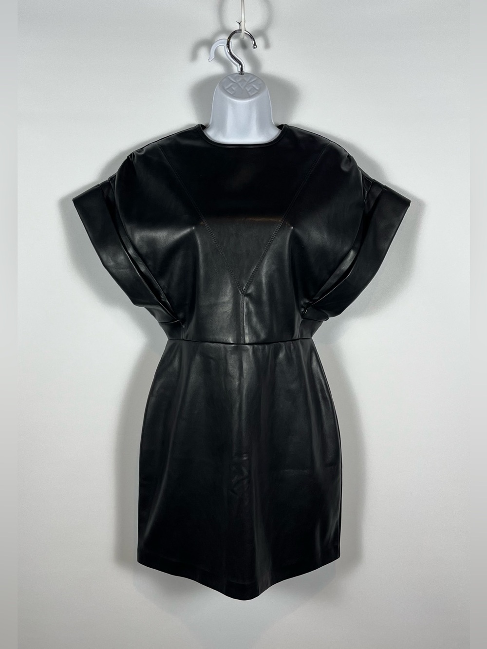 JS71 Black Faux Leather‎ Mini Dress Size Small New With Tags